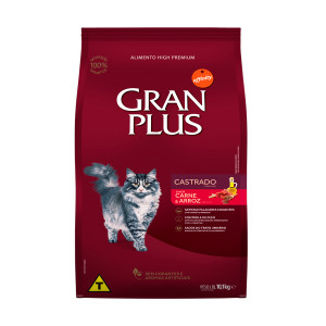 Gran Plus Gatos Adultos Castrado Carne e Arroz - 10,1kg